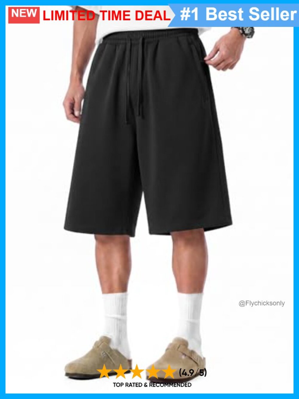 Baggy Wide Leg Cotton Sweat Shorts Zipper Pockets Gym Athletic